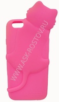 Cиликоновая накладка на телефон Hello Deere Cat для Apple iPhone 6 розовая
