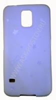 Cиликоновая накладка на телефон для Samsung S5 синяя Звёзды