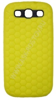 Cиликоновая накладка для Samsung Galaxy S3 желтая соты