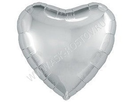 Шар (18''/43 см) Сердце, Металлик Silver