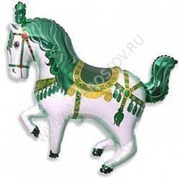 Шар (36''/91 см) Фигура, Лошадь карусельная, Зеленый