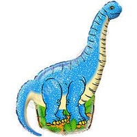 Шар (14''/36 см) Мини-фигура, Динозавр диплодок, Синий