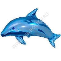 Шар (14''/36 см) Мини-фигура, Дельфин фигурный, Синий