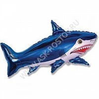 Шар (14''/36 см) Мини-фигура, Страшная акула, Синий