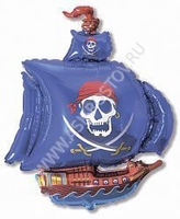 Шар (14''/36 см) Мини-фигура, Пиратский корабль, Синий