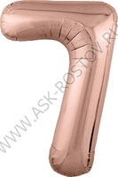 Шар (40''/102 см) Цифра 7, Slim, Розовое Золото