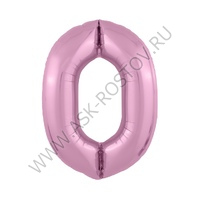 Шар (40''/102 см) Цифра, 0 Slim, Фламинго, 1 шт. в уп.