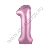 Шар (40''/102 см) Цифра, 1 Slim, Фламинго, 1 шт. в уп.