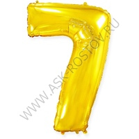 Шар (40''/102 см) Цифра, 7, Золото, Металлик, 1 шт. в уп.