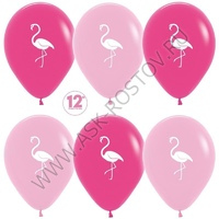 Шар (12''/30 см) Фламинго, Фуше (012)/Розовый (009), пастель, 2 ст, 50 шт.