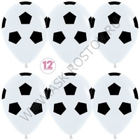 Шар (12''/30 см) Футбольный мяч, Белый, пастель, 5 ст, 12 шт.