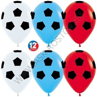 Шар (12''/30 см) Футбольный мяч - флаг России, Ассорти, пастель, 5 ст, 12 шт.