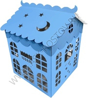 Коробка для воздушных шаров Домик, Голубой, 70*70*70 см, 1 шт.