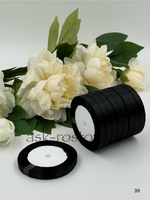 Лента атласная (1,0 см*22,85 м) Черный, 1 шт.