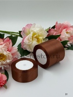 Лента атласная (4,0 см*22,85 м) Коричневый, 1 шт.