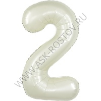 Шар (40''/102 см) Цифра, 2 Slim, Мистик, Крем, Сатин, 1 шт. в уп.