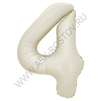 Шар (40''/102 см) Цифра, 4 Slim, Мистик, Крем, Сатин, 1 шт. в уп.