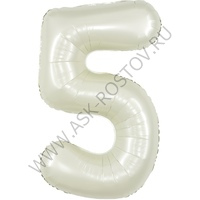Шар (40''/102 см) Цифра, 5 Slim, Мистик, Крем, Сатин, 1 шт. в уп.
